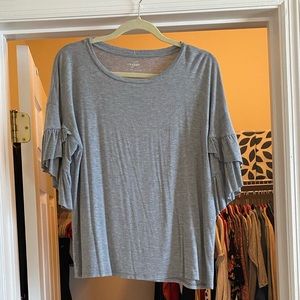 Alya Size L Grey Ruffle Sleeve Top